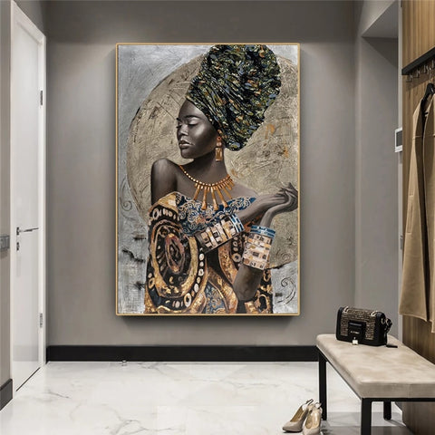 African Black Woman Graffiti Art Posters And Prints Abstract African Girl Canvas Paintings On The Wall Art Pictures Wall Decor