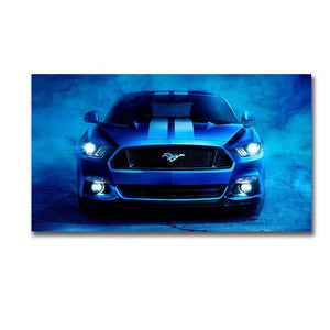 Paintings Wall Art Fords Mustang Supercar Blue Artwork Pictures Canvas Art Posters and Prints Modern For Bedroom Home Decoration