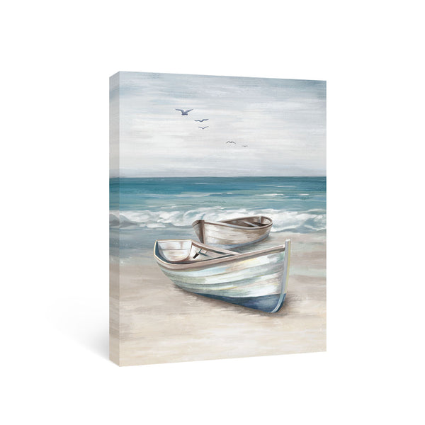 Beach Wall Art Canvas Painting Boat Ocean Posters and Prints Blue Bathroom Artwork Pictures for Bedroom Living Room House Decor