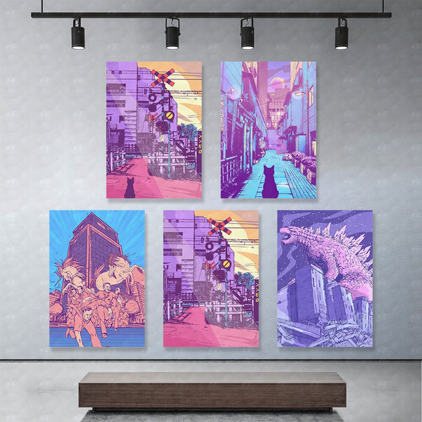 Wall Art Home Decor Purple World City Street Hd Print Modular Picture Build Posters Canvas Painting For Bedroom Artwork Frame