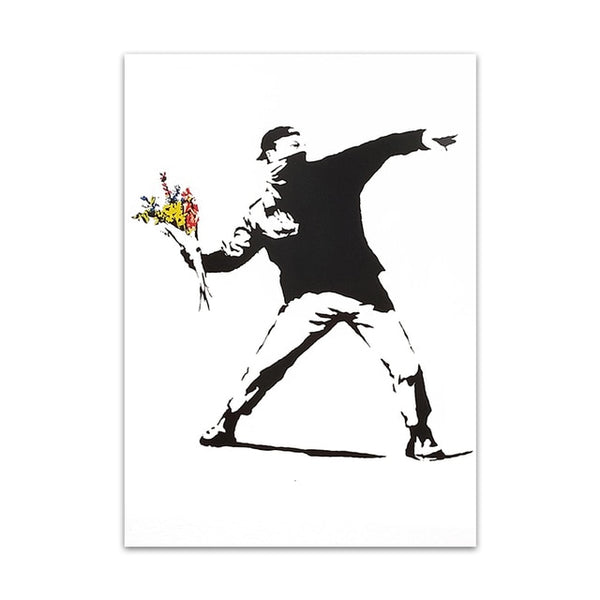 Banksy Graffiti Artwork Canvas Painting Girl With Red Balloon Poster Black White Abstract Wall Pictures for Nordic Home Decor