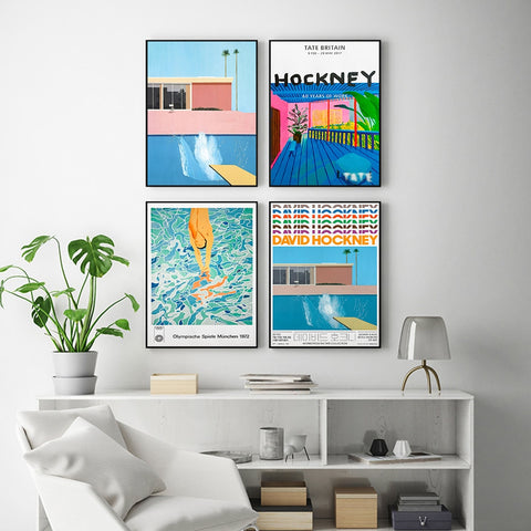David Hockney Art Prints Terrace Vintage Canvas Poster Abstract Artwork Painting Wall Pictures for Living Room Wall Art Decor
