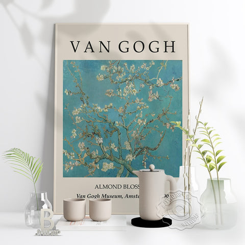 Van Gogh Art Print Netherlands Nature Scenery Almond Blossom Poster Vintage Impressionist Flowers Prints Living Room Decor Gift