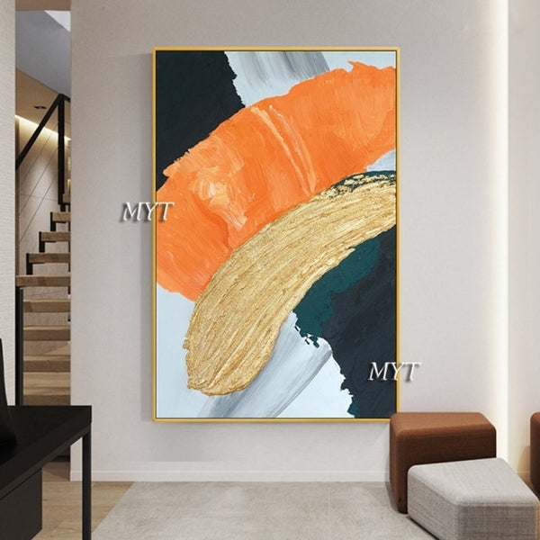 Abstract 3D Gold Thick Art Handmade Oil Painting Canvas Gold Paintings Wall Pictures Art Wall Artwork For Dining Room Decoration