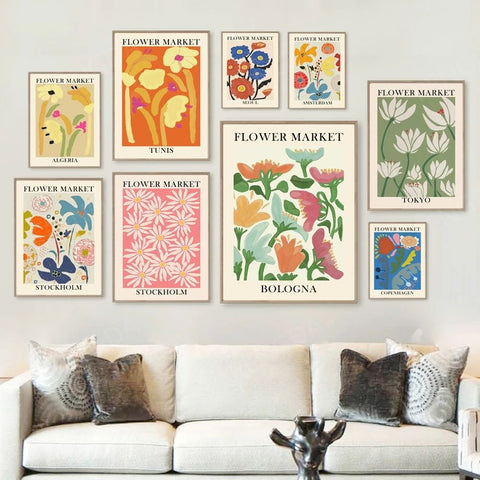 Market Vintage Canvas Modern Abstract Flower Home Decor Wall Art Watercolor Painting Pictures Printing Nordic Artwork Posters