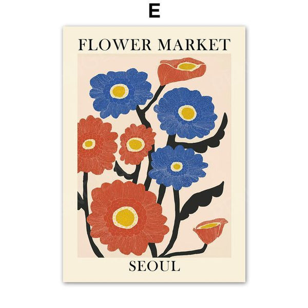 Market Vintage Canvas Modern Abstract Flower Home Decor Wall Art Watercolor Painting Pictures Printing Nordic Artwork Posters