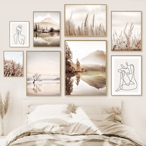Scenery Poster Wall Art Canvas Painting Modern Nordic Nature Landscape Picture Home Art Decor Prints for Living Room Design