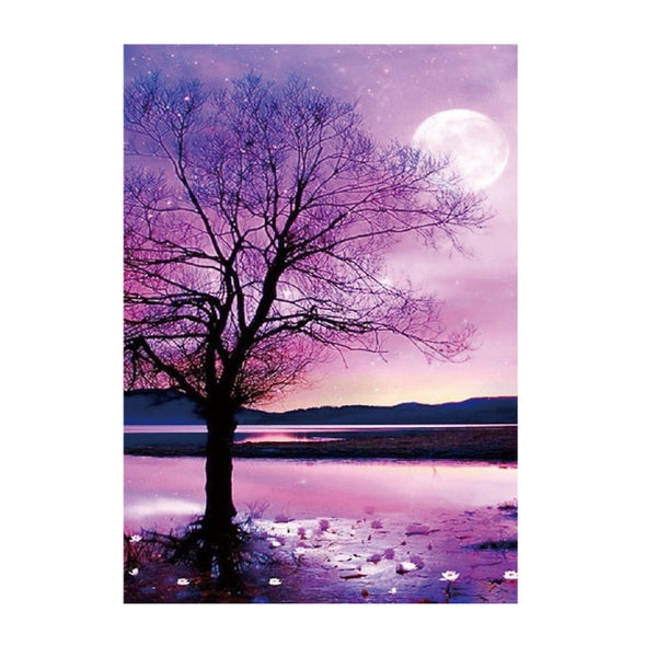 Full Circle Diamond Painting Moon Tree 5D Handmade Diamond Embroidery Unicorn Mosaic Seaside Landscape Art Kit Home Decoration