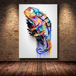 Abstract Animal Canvas Painting Chameleon Wall Art Home Decor Posters and Prints Modern Living room Artwork Picture