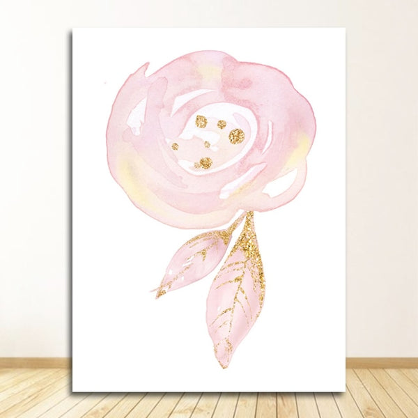 Flowers Wall Art Pictures For Girls Room Decoration Personalized Poster Baby Name Custom Canvas Painting Nursery Prints Pink