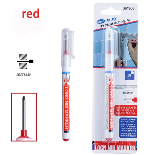 1Pc 20mm Writing Carpenter Construction Deep Hole Home Decoration Water Resistant Quick Drying Marker Pen Multifunction Long Nib