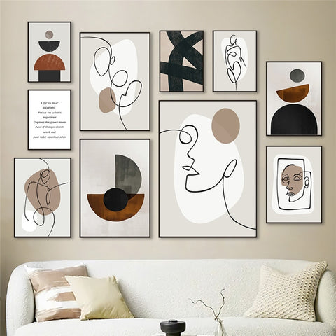 Abstract Minimalist Line Figure Canvas Painting Wall Art Picture Modern Abstract Artwork Poster and Print Home Living Room Decor