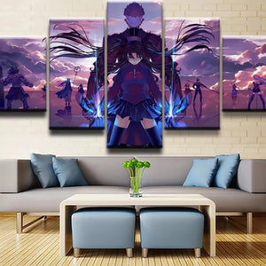 5 Pieces Fate Stay Night Pictures Wall Artwork Modular Anime Poster Painting Canvas For Living Room Home Decoration Framed