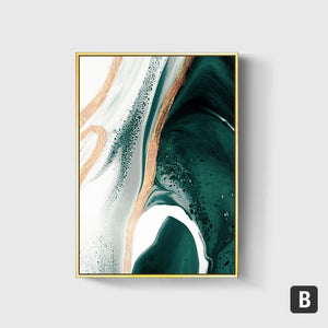 Modern Abstract Gold foil lines Green Canvas Art Paintings For Living Room Bedroom Posters And Prints Wall Poster Home Decor