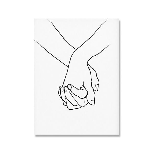 Pinky Swear One Line Drawing Painting Prints Black White Hands Artwork Poster Original Minimalist Couple Art Picture Home Decor