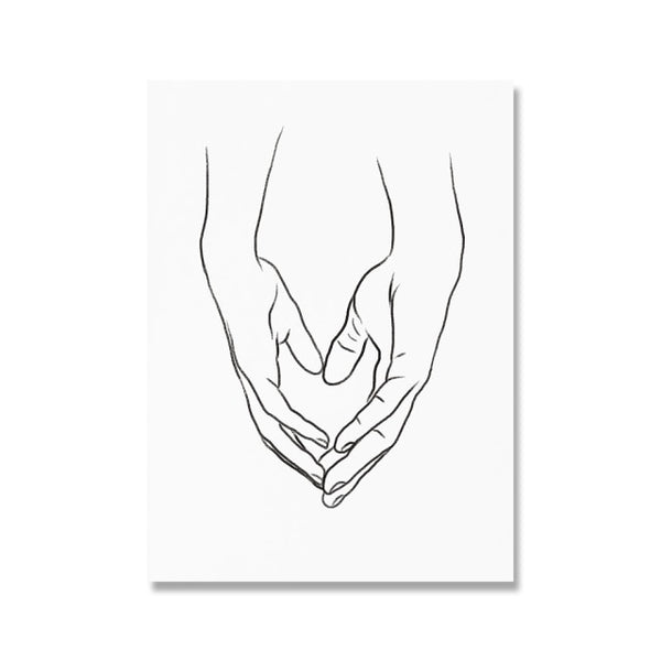 Pinky Swear One Line Drawing Painting Prints Black White Hands Artwork Poster Original Minimalist Couple Art Picture Home Decor