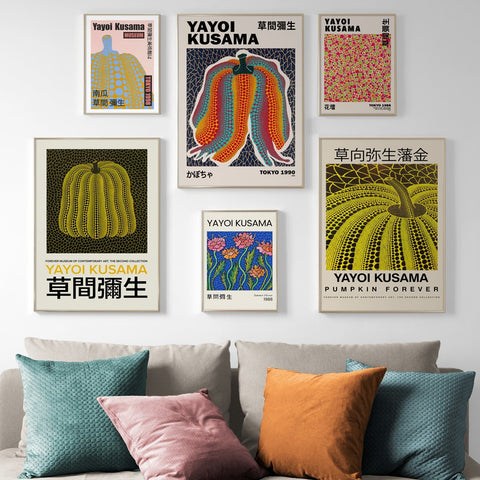 Yayoi Kusama Artwork Exhibition Nordic Posters and Prints Gallery Wall Art Picture Museum Canvas Painting For Living Room Decor