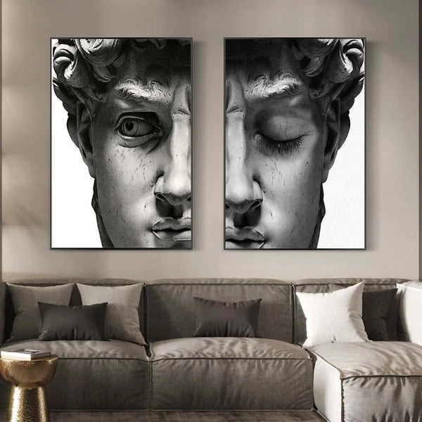 Greek Statue Plaster Sculpture Artwork David Art Canvas Print Painting Figure Wall Picture Living Room Home Decoration Poster