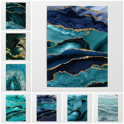Canvas Hd Prints Pictures Wall Artwork Painting Turquoise Galaxy Marble Home Decoration Modular Modern Poster For Living Room