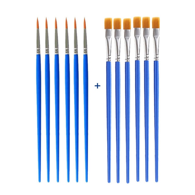 12pcs Nylon Hair Detail Paint Brush Children DIY Art Supplies Tool Watercolor Artist Painting Brush Art Stationery|Paint Brushes|