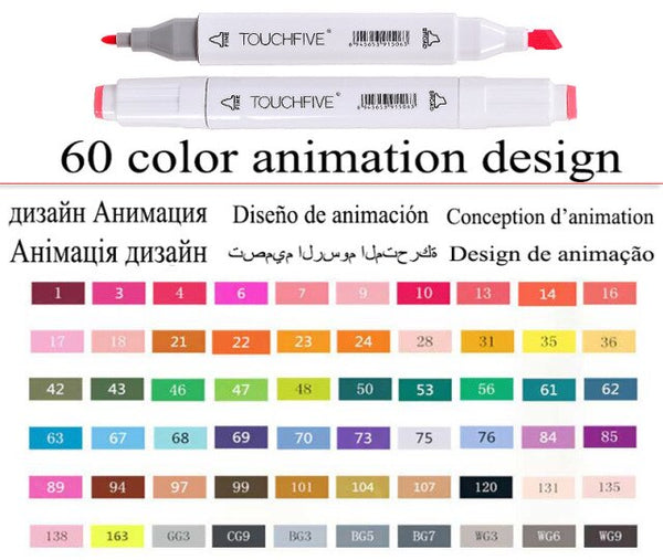 TouchFive Markers Art 30/40/60/80 Color animation set Sketch Marker Pen Double Tips Alcoholic Pens For Artist Manga Supplies|Art Markers|