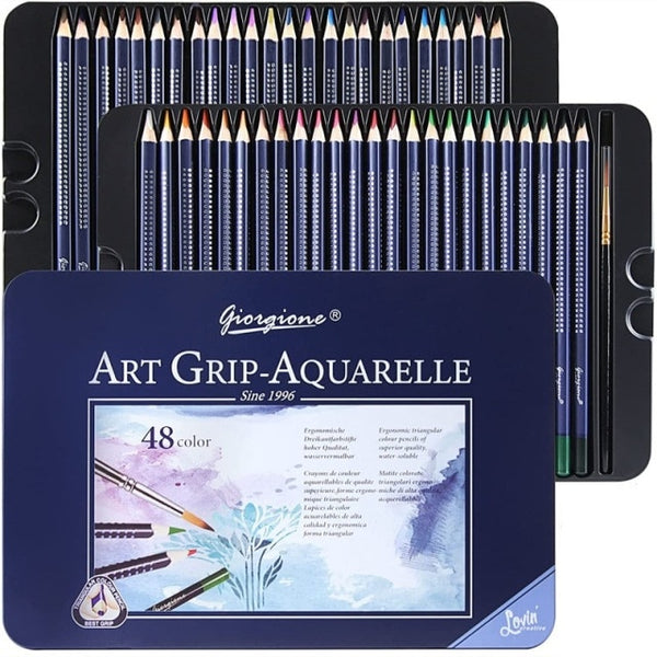 Professional Watercolor Pencil Set 12/36/48 Coloured Pencils Water Soluble Sketching Pencils with Brush Art Supplies for Artists|Colored Pencils|
