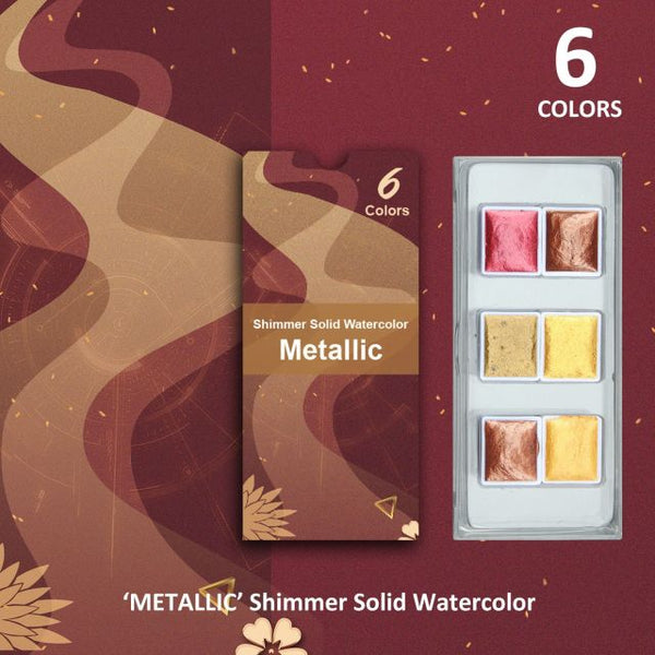 6/12 Metallic Glitter Color Solid Watercolor Paint Set Pearlescent Water Color Pigment Painting Art Supplies for Artist School|Water Color|