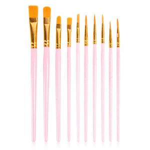 10Pcs Nylon Hair Wood Black Handle Watercolor Acrylic Oil Brush Painting Art Artists Supplies Artist Paint Brush Set|Paint Brushes|