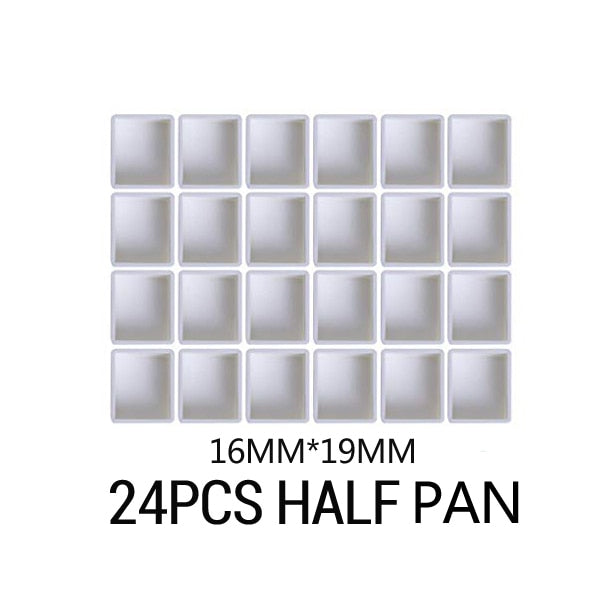6/12/24/36/48pcs Empty Full/Half Pan White Half Pans Paint Plastic Watercolor Paint Grid Half Pans Artists Palette Art Supplies|Palette|