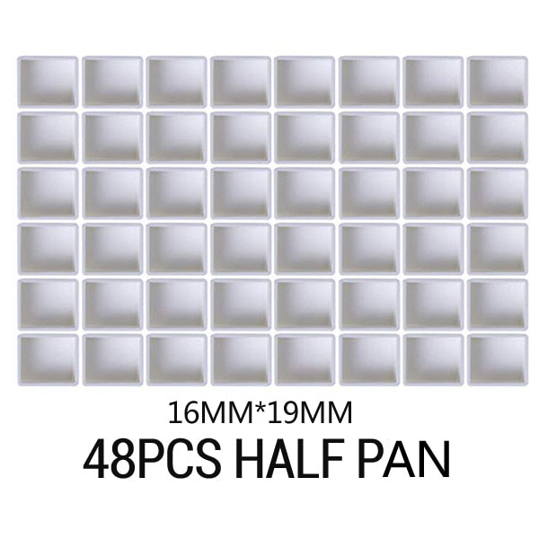 6/12/24/36/48pcs Empty Full/Half Pan White Half Pans Paint Plastic Watercolor Paint Grid Half Pans Artists Palette Art Supplies|Palette|
