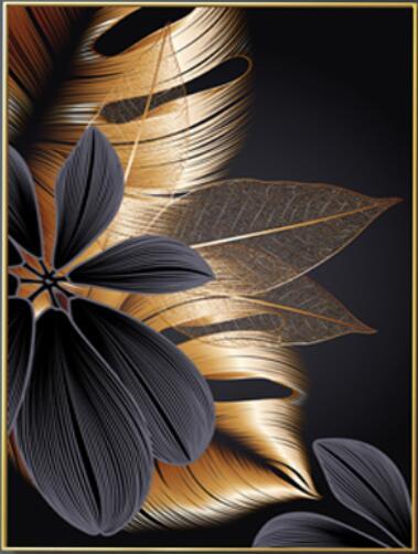 Luxury Blossom Leaves full square diamond painting 5d diy embroidery diamond mosaic handmade Nordic Black Copper Wall Art,3 pcs|Diamond Painting Cross Stitch|