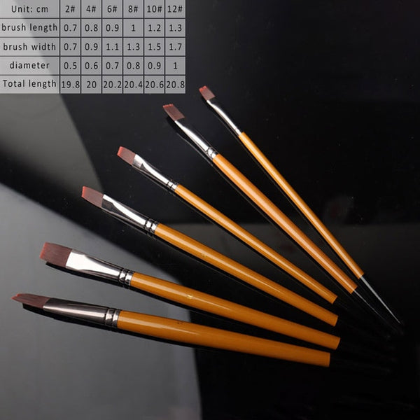 Art Model Paint Nylon Hair Acrylic Oil Watercolour Drawing Art Supplies Brown 6 Pcs Painting Craft Artist Paint Brushes Set|Paint By Number Pens & Brushes|